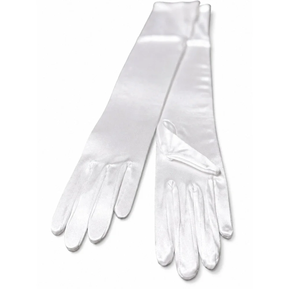 White Satin Opera Gloves 19